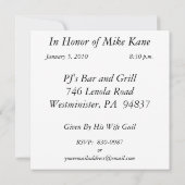 Personalisierte 50. Geburtstagsparty Einladung (Rückseite)