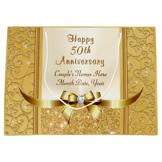 Personalisierte 50. Hochzeitstag-Geschenktaschen Große Geschenktüte (Vorderseite)