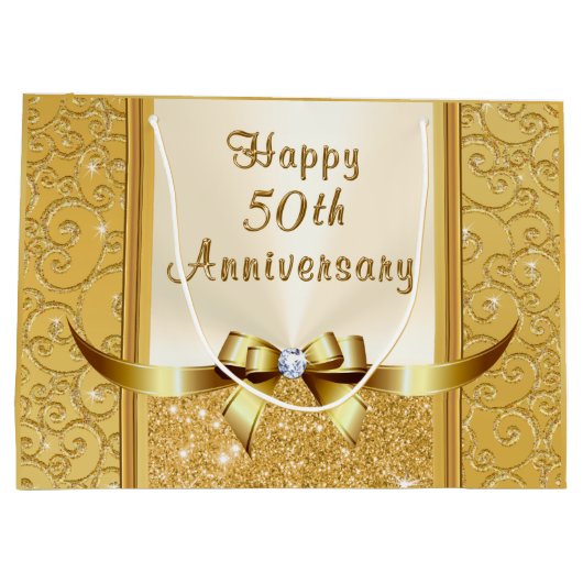 Personalisierte 50. Hochzeitstag-Geschenktaschen Große Geschenktüte (Rückseite)