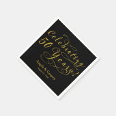 Personalisierte 50. Hochzeitstag Gold Black Serviette (Ecke)