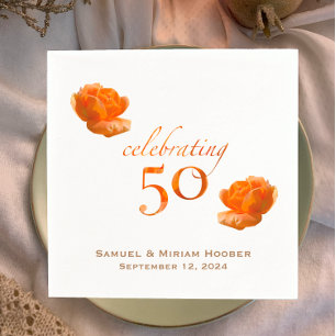 Personalisierte 50. Hochzeitstag pfirsichfarbene R Serviette