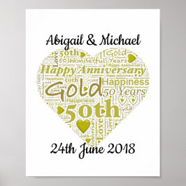Personalisierte 50. Hochzeitstag Word Art Poster