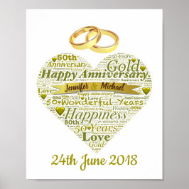 Personalisierte 50. Hochzeitstag Word Art Poster