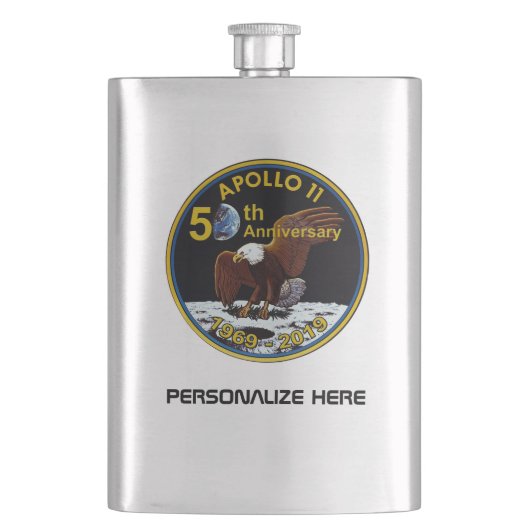 Personalisierte 50. Jahrestag Apollo 11 Flachmann (Vorderseite)