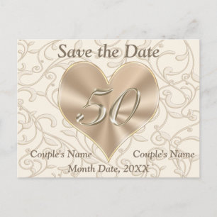 Personalisierte 50. Jahrestags-Save the Date Ankündigungspostkarte