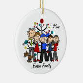 Personalisierte 5-er-Familie mit braunen Katzename Keramik Ornament (Rechts)