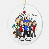 Personalisierte 5-er-Familie mit braunen Katzename Keramik Ornament (Links)