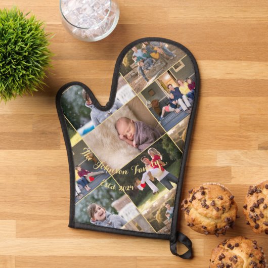 Personalisierte 5-FamilienfotoCollage Mit Monogram Ofenhandschuh (Oben unten)