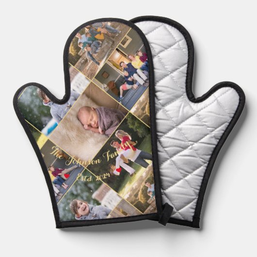 Personalisierte 5-FamilienfotoCollage Mit Monogram Ofenhandschuh (Vorderseite/Rückseite)