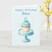 Personalisierte 5. Geburtstagskupcake-Karte Karte (Gelbe Blume)