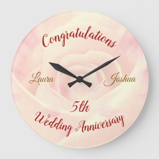 Personalisierte 5. Hochzeitstag Große Uhr (Vorderseite)