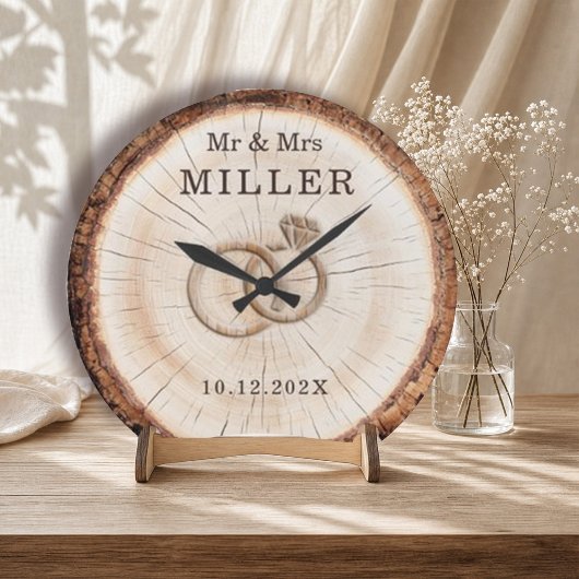 Personalisierte 5. Hochzeitstag Holz Wanduhr