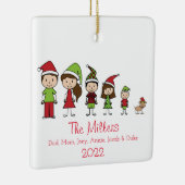 Personalisierte 5-köpfige Familie mit Hundeschliff Keramikornament (Rechts)