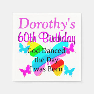 PERSONALISIERTE 60. GEBURTSTAG-BUTTERFLY-NAPKINS SERVIETTE