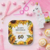 Personalisierte 60. Geburtstag Sonnenblumenpapier- Pappteller (Party)