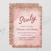 Personalisierte 60. Geburtstags-Rose Gold Einladung (Vorne/Hinten)