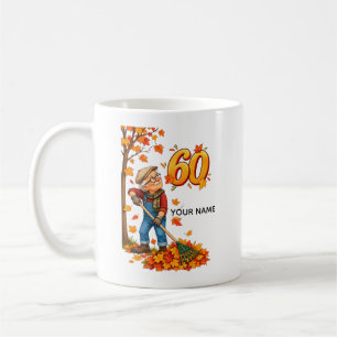 Personalisierte 60. Geburtstagskarte zum Herbst Kaffeetasse