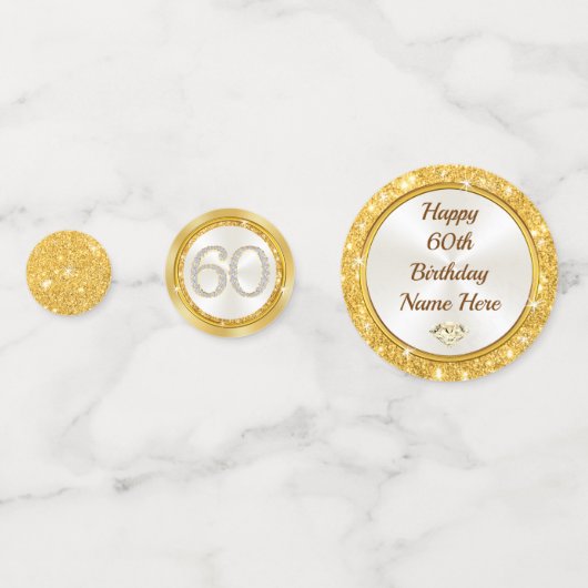 Personalisierte, 60. Geburtstagsschmuck, Konfetti (Rückseiten)
