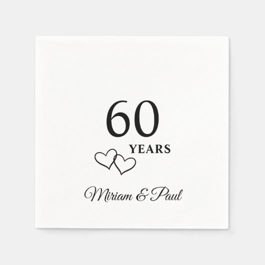 Personalisierte 60. Hochzeitstag-Party Serviette (Vorderseite)