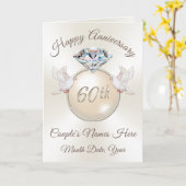 Personalisierte 60. Jubiläumskarte, Diamant Thema Karte (Gelbe Blume)