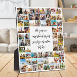 Personalisierte 64 FotoCollage mit Zitat Fotoplatte<br><div class="desc">Erstellen Sie Ihre eigene personalisierte Foto-Plakette mit 64 Ihrer Bilder,  zusammen mit individuellem Zitat,  Liedtext oder anderen Texten in eleganter Schriftzeichenschrift.</div>