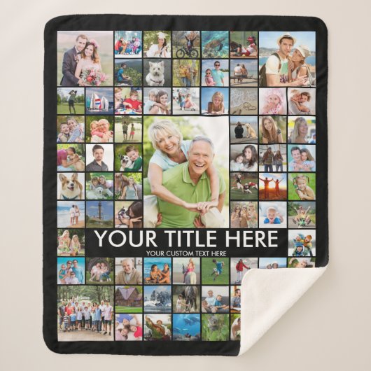 Personalisierte 69-FotoCollage mit benutzerdefinie Sherpadecke (Vorderseite)