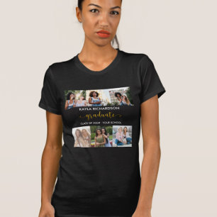 Personalisierte 6-Foto-Collage Gold Absolvent T-Shirt