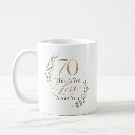 Personalisierte 70 Dinge, die wir an dir lieben Kaffeetasse (Links)