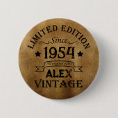 Personalisierte 70 Vintage Geburtstagsparty Button (Vorderseite)