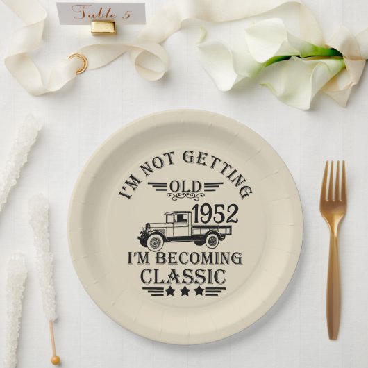 Personalisierte 70 Vintage Geburtstagsparty Pappteller (Hochzeit)