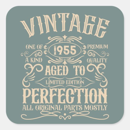 Personalisierte 70 Vintage Geburtstagsparty Quadratischer Aufkleber (Vorderseite)
