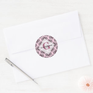 Personalisierte 70er Dusky Rose Kirschblüten Manda Runder Aufkleber