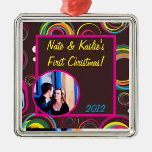 Personalisierte 70er Retro Circle Weihnachtsdekora Ornament Aus Metall