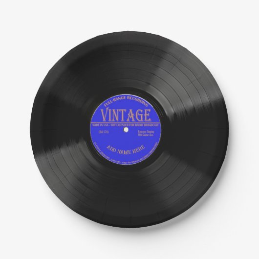 Personalisierte 78 Vinyl Record Design Paper Telle Pappteller (Vorderseite)