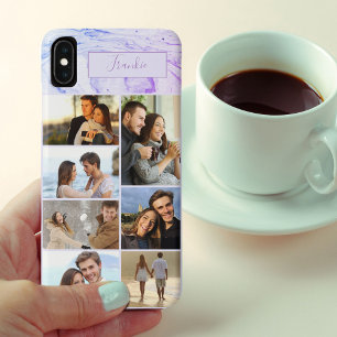 Personalisierte 7-Foto-Collage Indigo-Violett-Marm Case-Mate iPhone Hülle