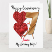 Personalisierte 7-jährige Hochzeiten-Jubiläumskart Karte (Vorderseite)