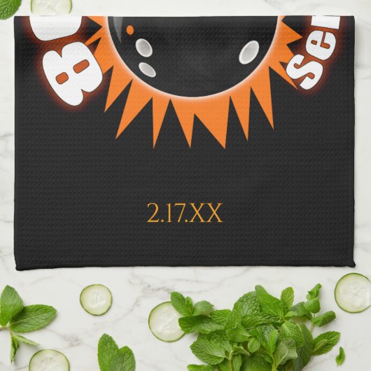 Personalisierte 800er Serie in Schwarz & Orange Bo Geschirrtuch (Gefaltet)