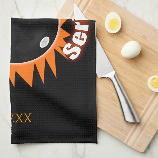 Personalisierte 800er Serie in Schwarz & Orange Bo Geschirrtuch (Viertel Falte)