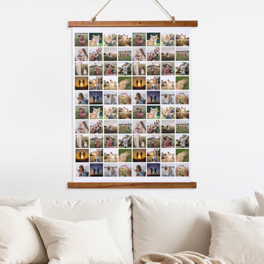 Personalisierte 80-FotoCollage Wandteppich Mit Holzrahmen
