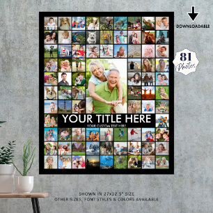 Personalisierte 81-Foto-Collage in individueller F Poster