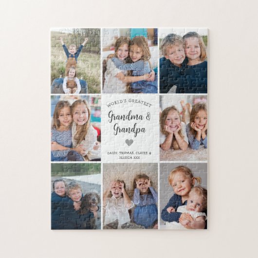 Personalisierte 8-Foto-Collage Großeltern Modern Puzzle (Vertikal)