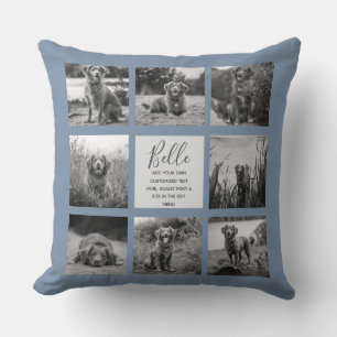Personalisierte 8-Foto-Collage Vintage Blau Kissen