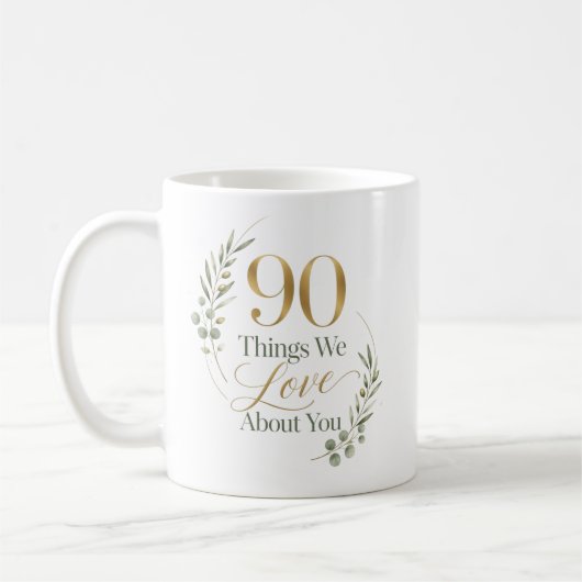 Personalisierte 90 Dinge, die wir an dir lieben Kaffeetasse (Links)