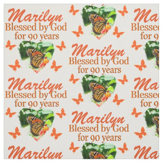 PERSONALISIERTE 90. GEBURTSTAG BUTTERFLY FABRIC STOFF (Muster)