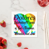 PERSONALISIERTE 90. GEBURTSTAG LIEBE HERZ NAPKINS SERVIETTE (Beispiel)
