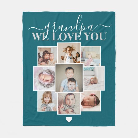 Personalisierte 9 Foto- und Textfoto-Collage Fleecedecke (Vorderseite)