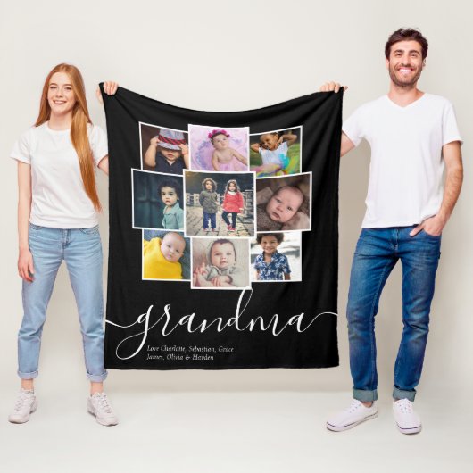 Personalisierte 9 Foto- und Textfoto-Collage Fleecedecke (Beispiel)