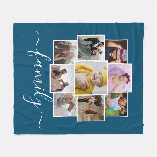 Personalisierte 9 Foto- und Textsammlung Fleecedecke (Vorderseite (Horizontal))