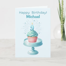 Personalisierte 9. Geburtstagskupcake-Karte Karte