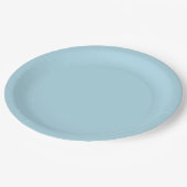 Personalisierte 9" runde, helle blaue Papierplatte Pappteller (Schrägansicht)